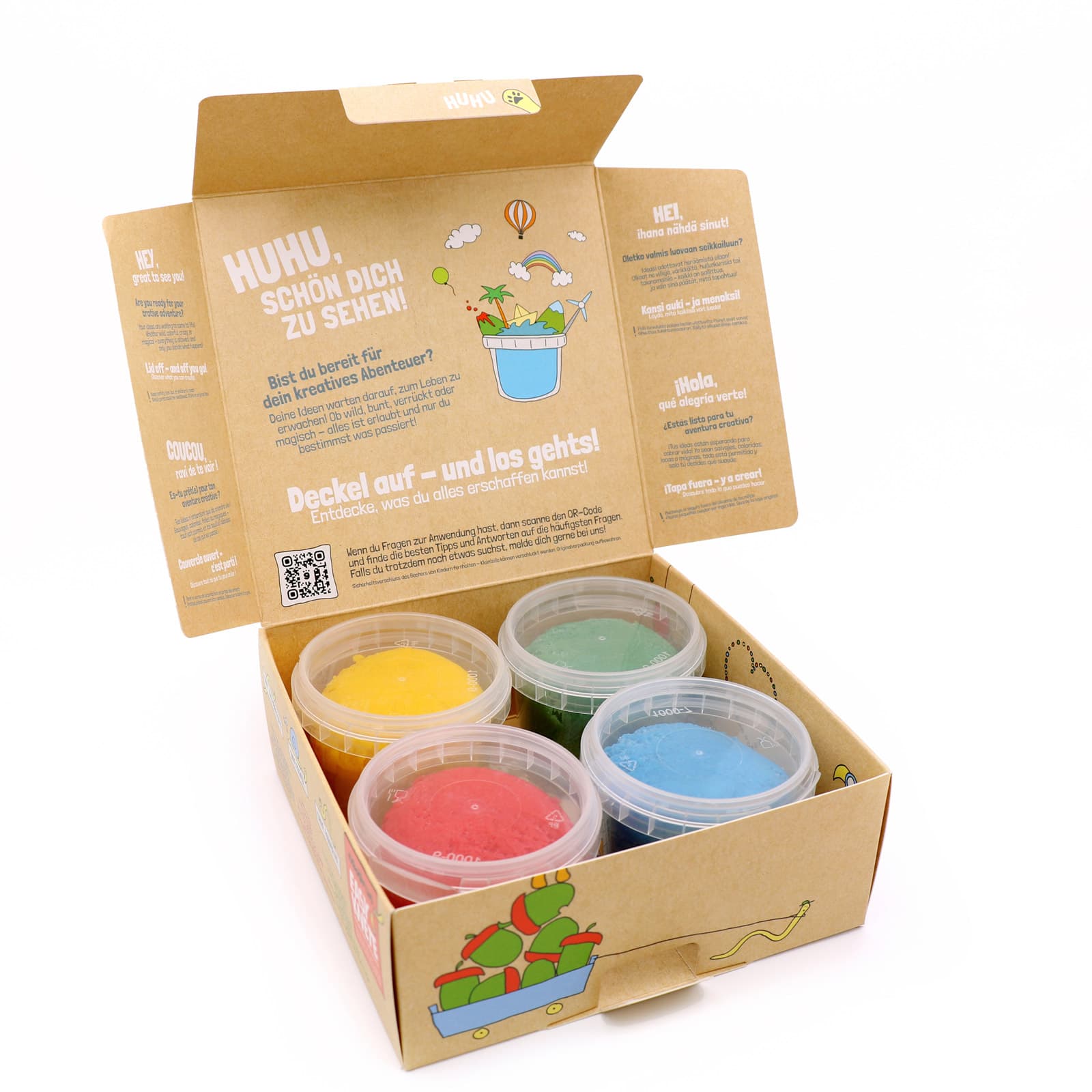 Neogrun Plastilina Organica Vegana Yuki, Set de 4 Culori( galben, rosu, albastru, verde) - Imaginea 2