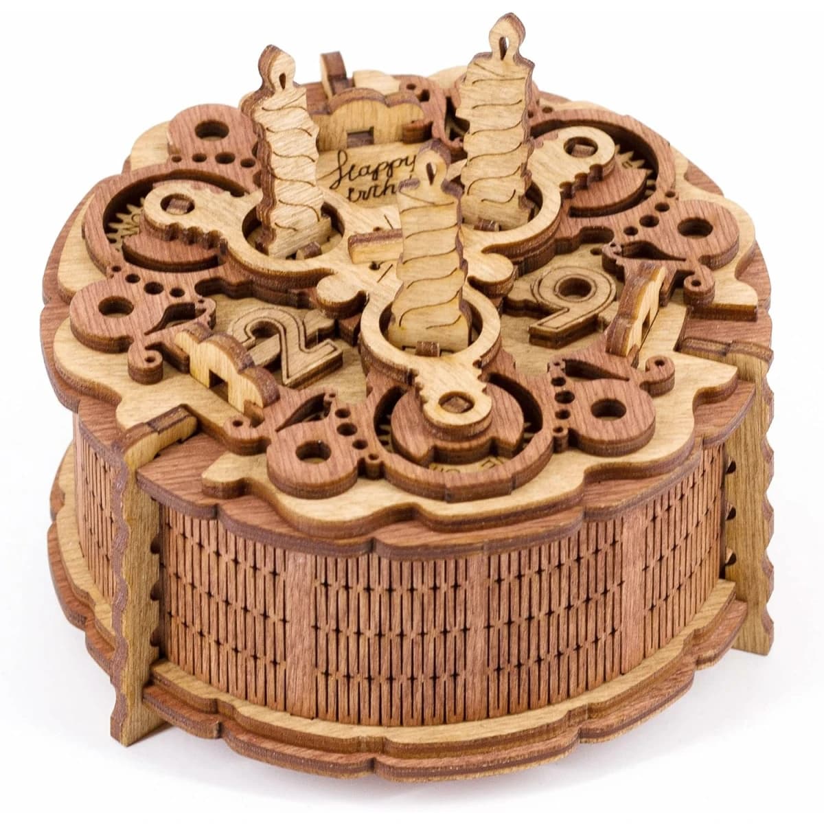 iDventure, Cutie Puzzle din Lemn "Birthday Cake", 3 Puzzle-uri Logice pentru Deschidere - Imagine principală