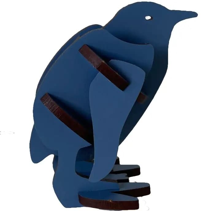 Kit de Construcție Micul Pinguin Albastru – Puzzle 3D din Lemn Sustenabil - Imagine principală