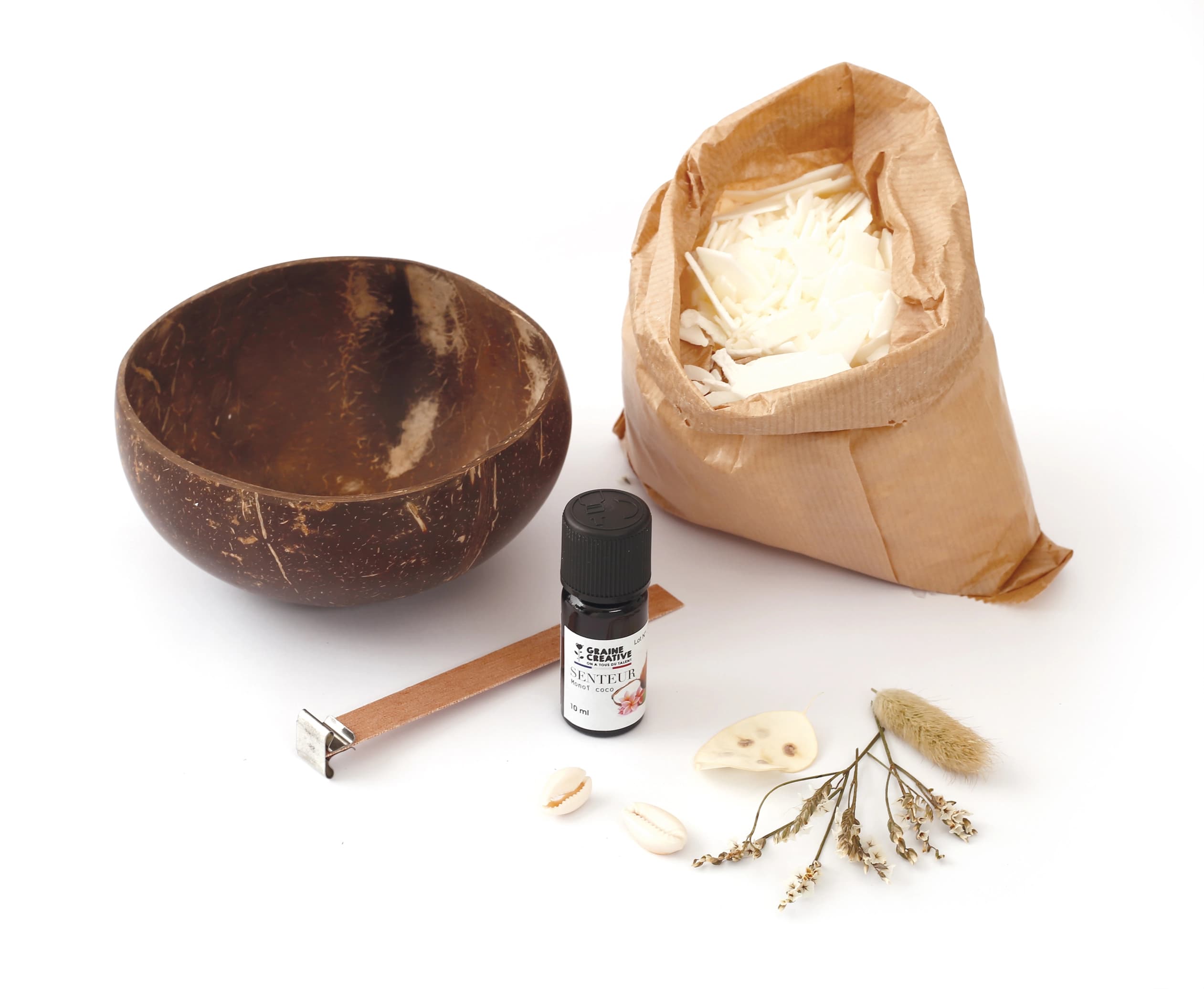 Kit DIY Lumânare Parfumată în Nucă de Cocos Graine Créative - Ceară de Soia 100% Naturală - Imaginea 4