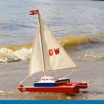 Kraul Kit de Construcție din Lemn - Catamaran cu Pânze Funcțional - Imaginea 2