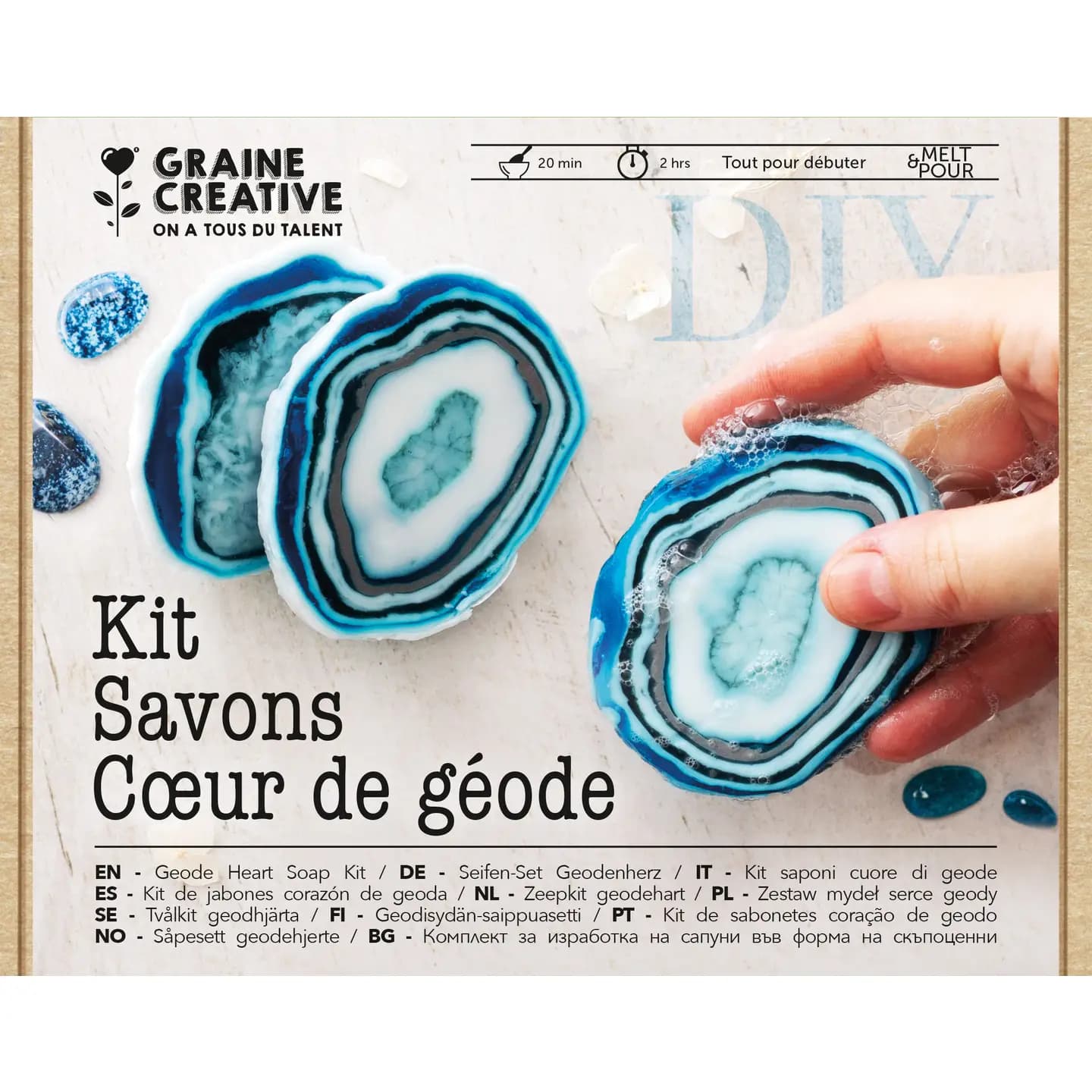 Kit DIY Săpunuri Artizanale Efect de Geodă Graine Créative - Kit Creativ Săpunuri Gemology - Imaginea 2
