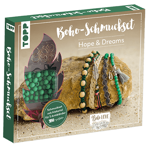 Set Creativ DIY Bijuterii Boho - Hope & Dreams (TOPP, frechverlag), confecționare 5 brățări