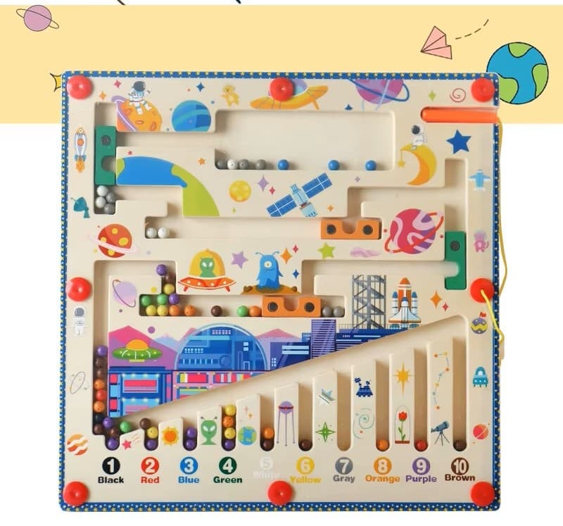 Labirint Magnetic de Sortare Culori și Numere, Joc Educativ Montessori - Imagine principală