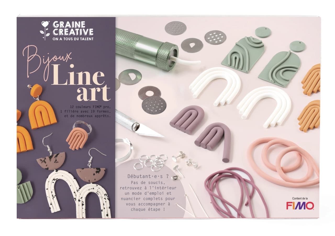 Kit Creativ Graine Créative® – Bijuterii FIMO „Line Art” (Design Minimalist) - Imagine principală