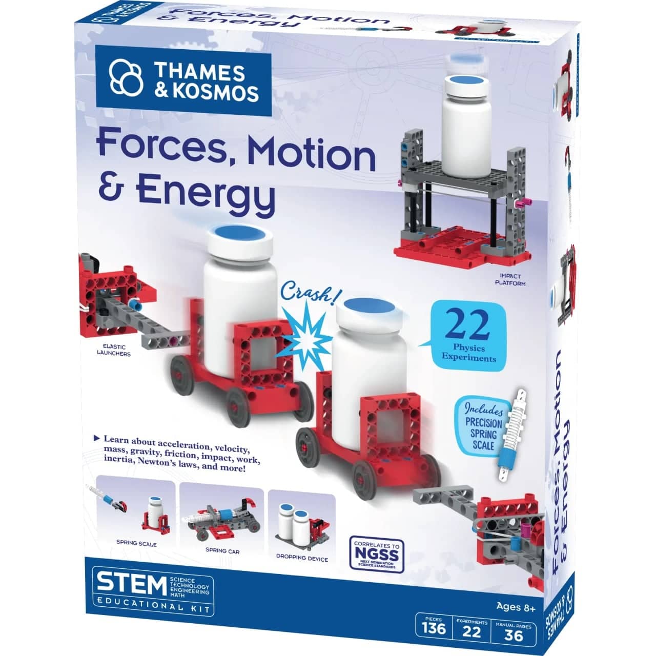 Kit Educațional STEM Forces, Motion & Energy - Thames & Kosmos, 20 de Experimente de Fizică
