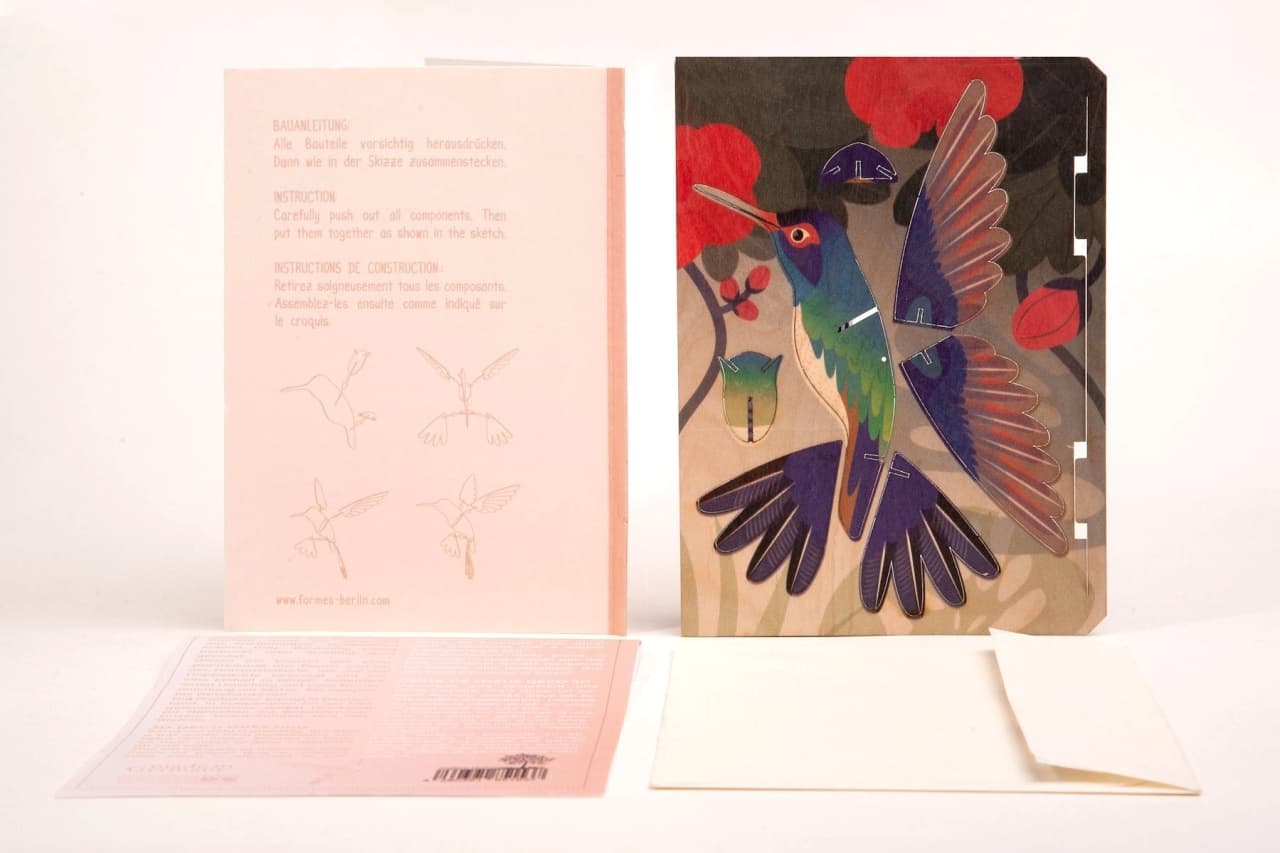 Felicitare 3D din lemn - Pasărea Colibri, Formes Berlin GbR - Imaginea 3