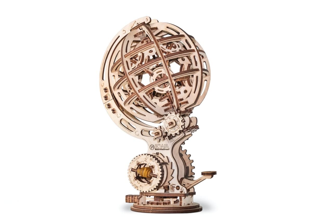EWA Glob Cinetic – Puzzle 3D Mecanic din Lemn cu Auto-Rotație, 205 piese - Imaginea 6