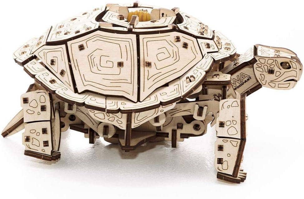 EWA Eco-Wood-Art Țestoasă Mecanică – Puzzle 3D din Lemn cu Mișcare Bionică, 269 Piese