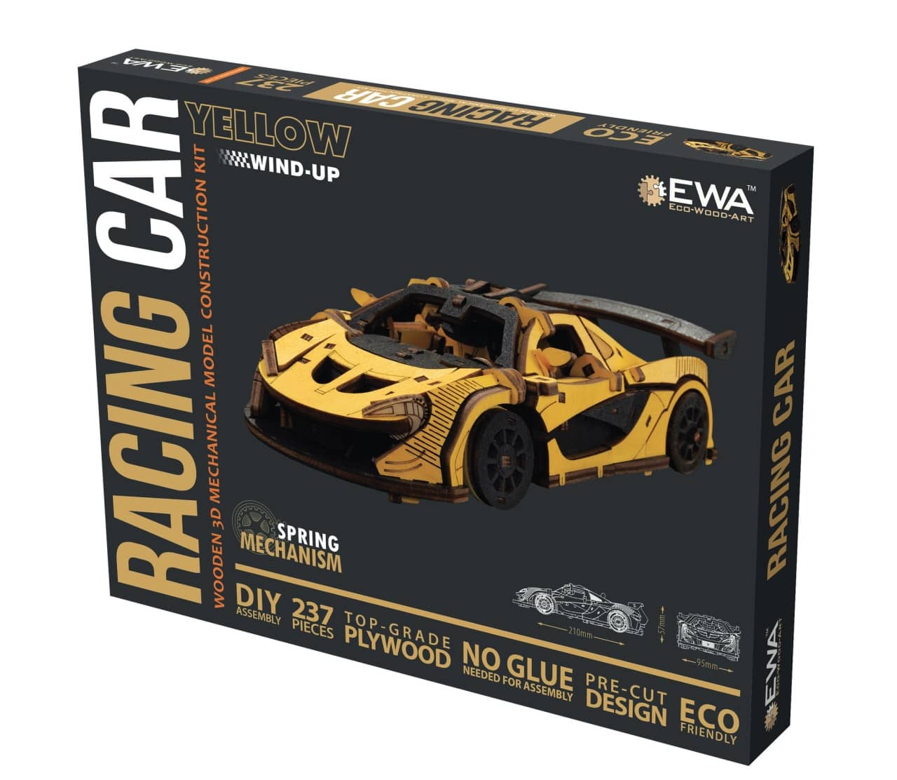 EWA Eco-Wood-Art Mașină de Curse – Puzzle 3D Mecanic din Lemn, 237 Piese