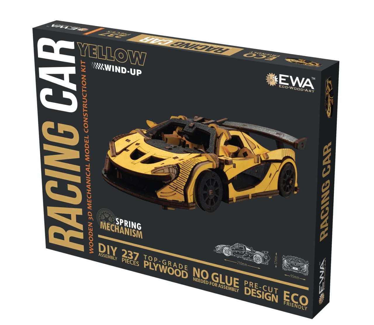 EWA Eco-Wood-Art Mașină de Curse – Puzzle 3D Mecanic din Lemn, 237 Piese - Imagine principală