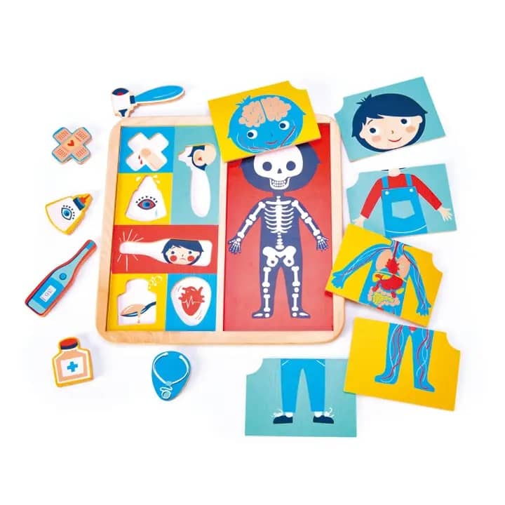 Puzzle din Lemn Tender Leaf Toys® – Corpul uman, Anatomie și Sănătate