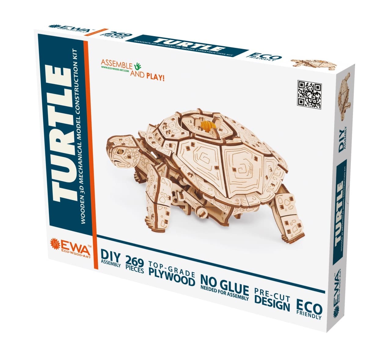 EWA Eco-Wood-Art Țestoasă Mecanică – Puzzle 3D din Lemn cu Mișcare Bionică, 269 Piese - Imaginea 3