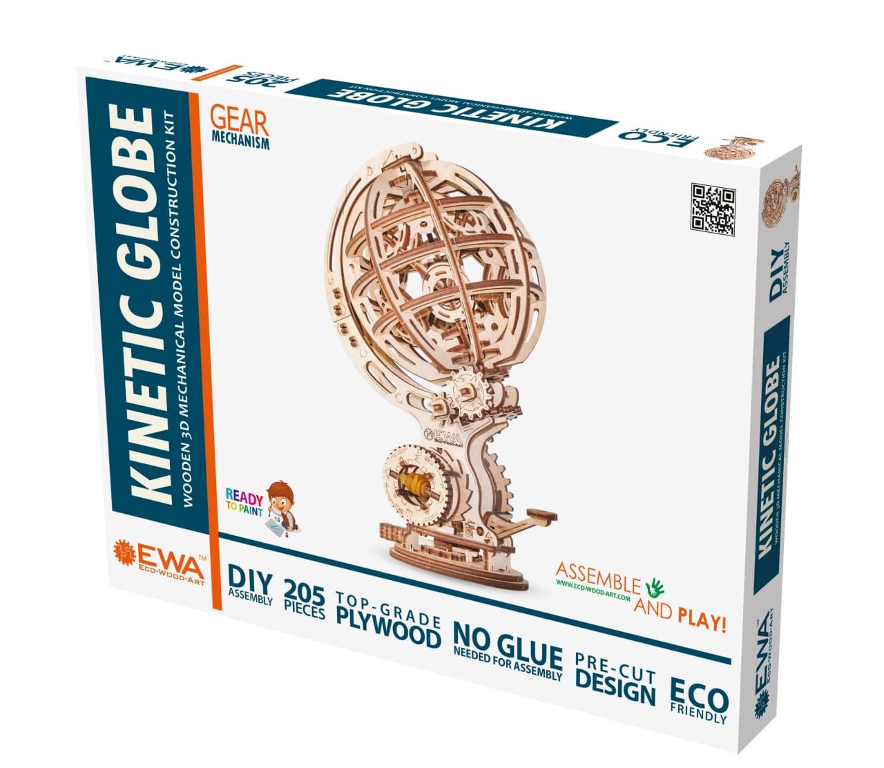 EWA Glob Cinetic – Puzzle 3D Mecanic din Lemn cu Auto-Rotație, 205 piese - Imaginea 3