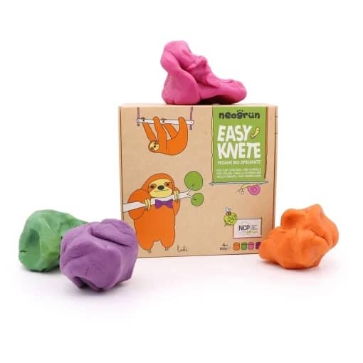 Neogrun Plastilina Organica Vegana Loki, Set de 4 Culori(verde, mov, roz, portocaliu )