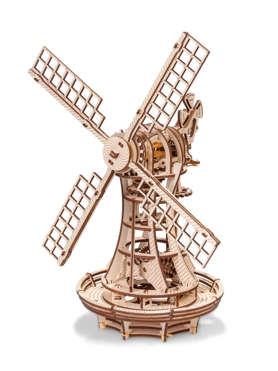 EWA Eco-Wood-Art Moară de Vânt – Puzzle 3D Mecanic 227 Piese din Lemn cu Motor