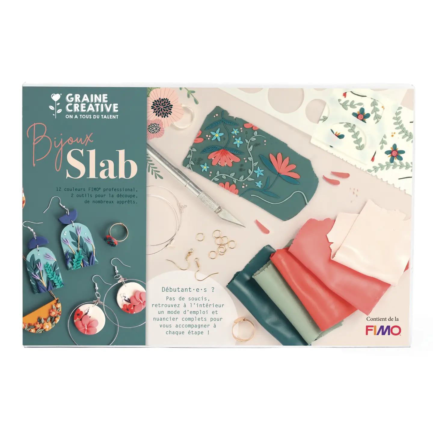 Set Creativ Bijuterii FIMO Bijoux Slab Graine Créative - Kit Complet Creare Cercei și Inele