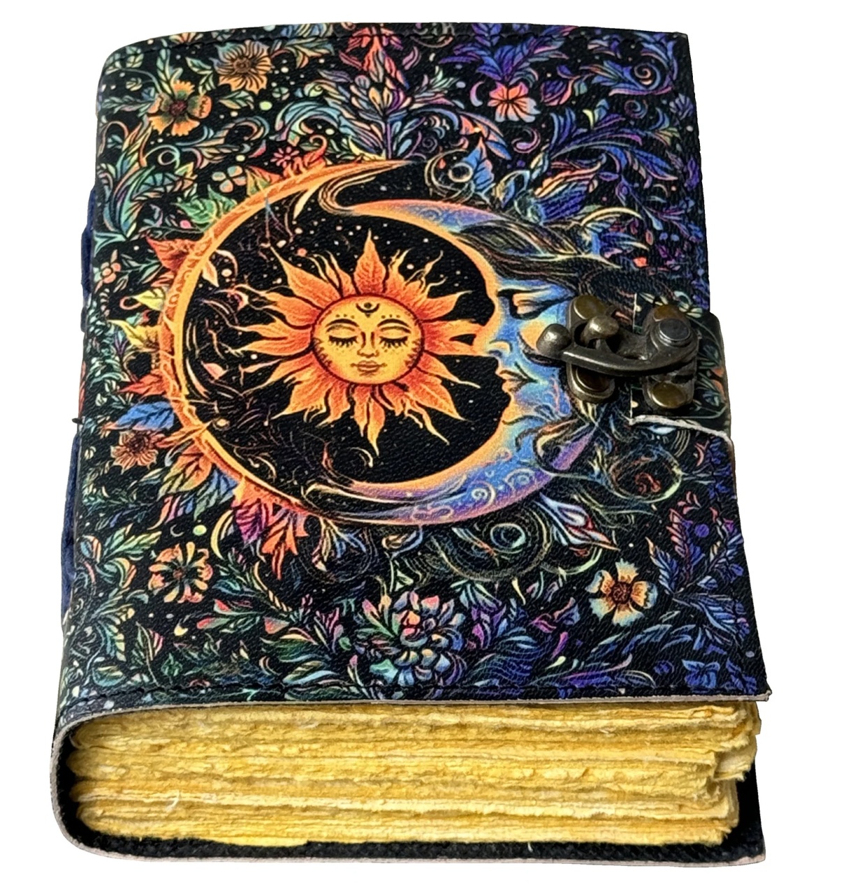 Jurnal Vintage din Piele Grimoire – Model Soarele și Luna